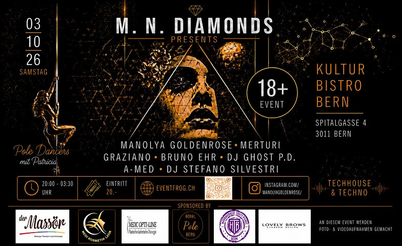 M. Diamonds lädt zur Techno Night ins Kulturbistro Bern!