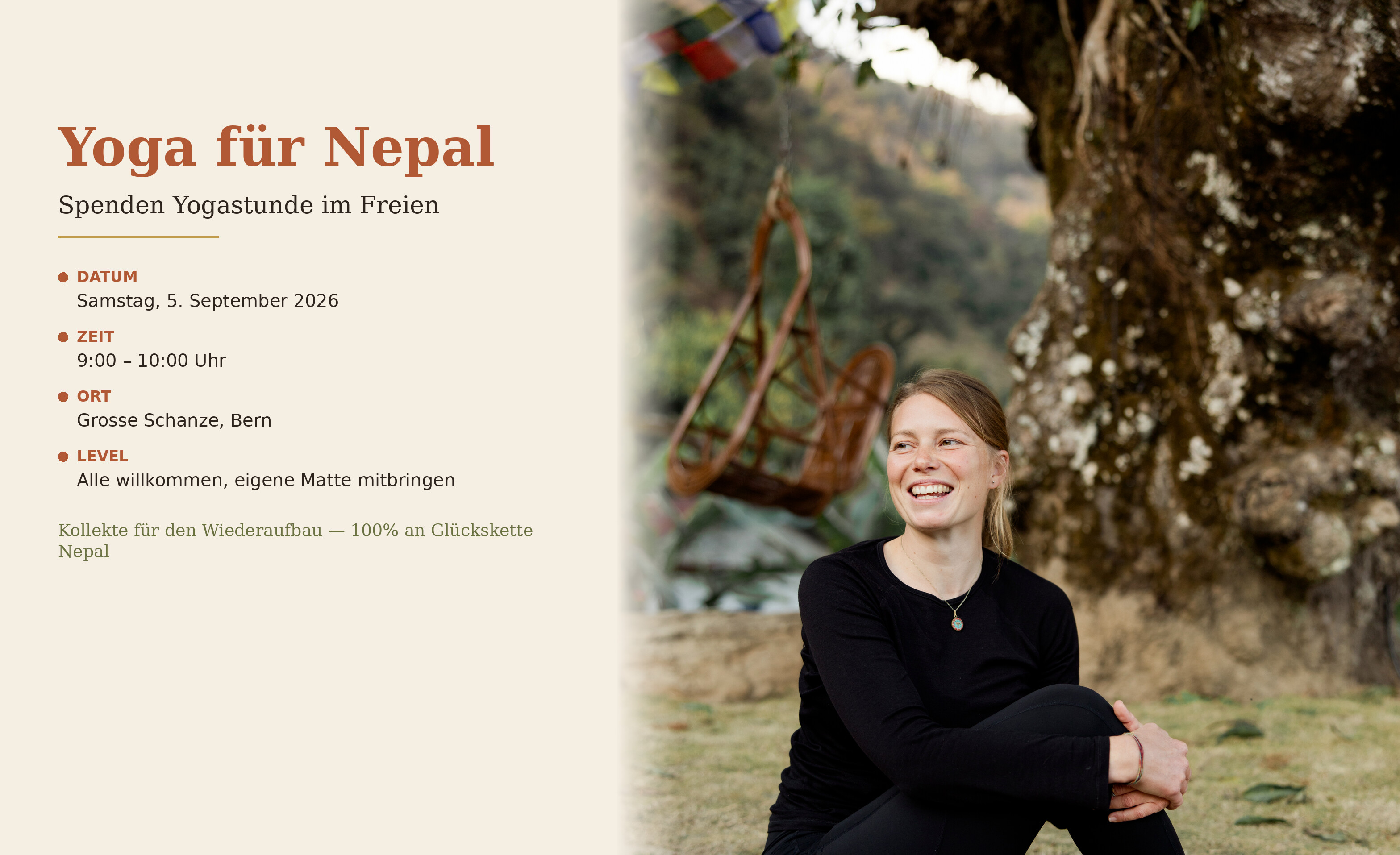 Yoga für Nepal – Kollekte basierte Yogastunde im Freien