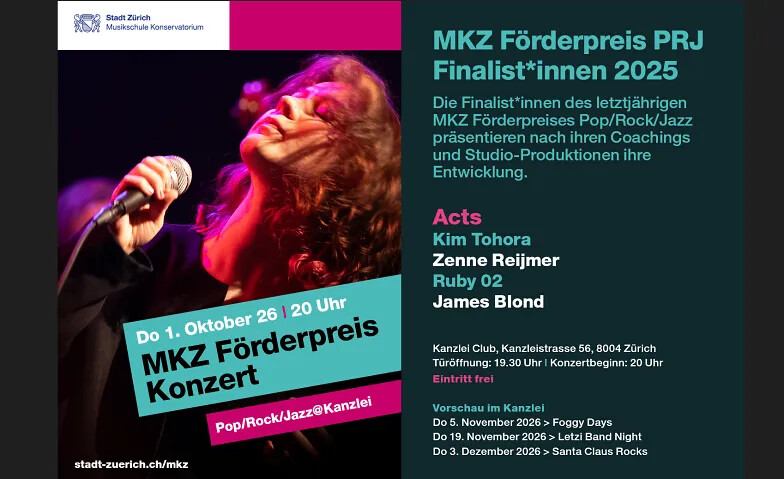 Finalist*innen MKZ Förderpreis PopRockJazz 2025