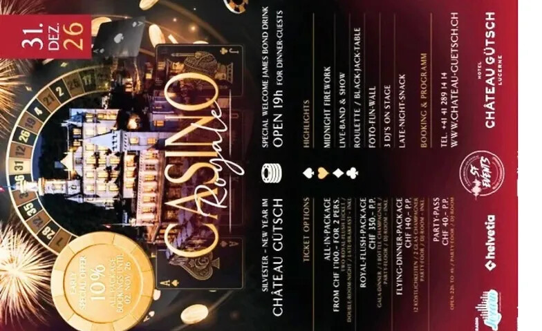 Silvester-Gala-Night "Casino-Royale" und  DJ's-Party-Floor