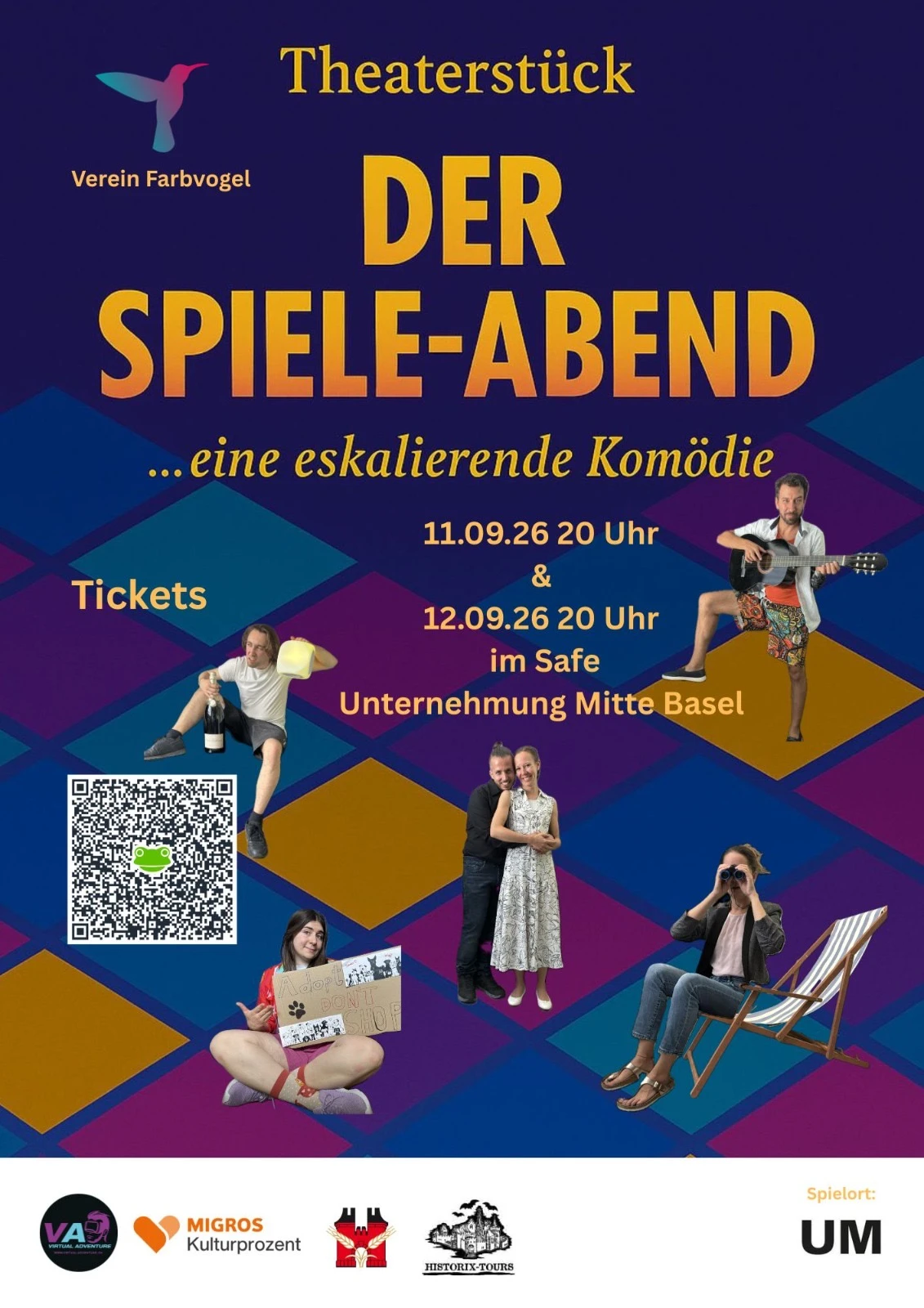 Theaterstück eine eskalierende Komödie „Der Spiele-Abend“