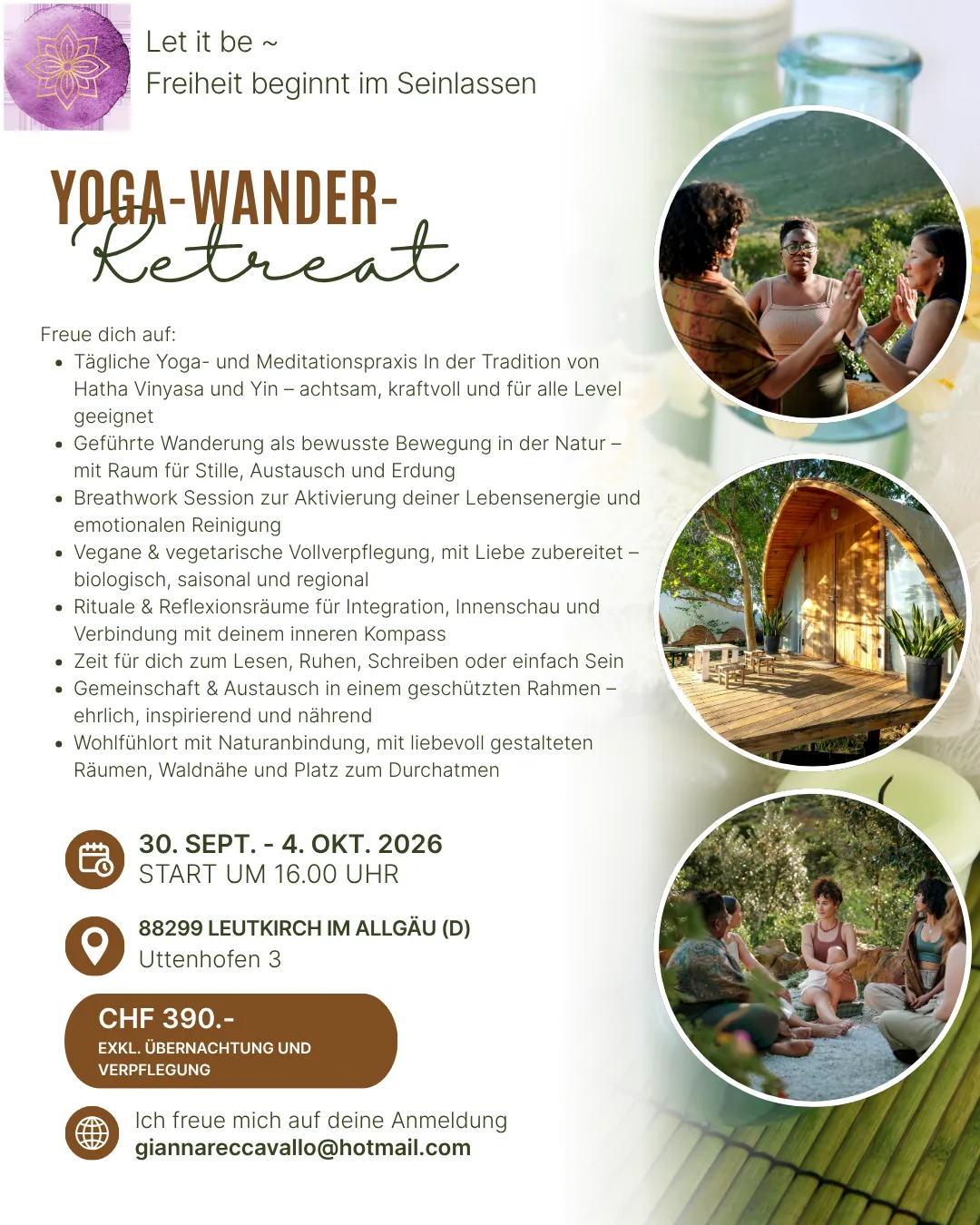 Yoga‑Wander‑Retreat Leutkirch / Allgäu 30.09.–04.10.2026