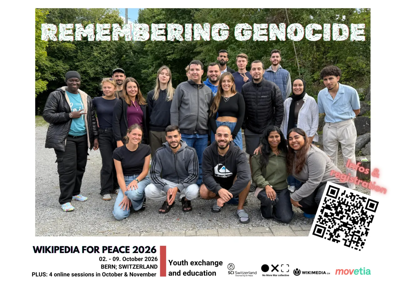 Wikipedia for Peace Training 2026 : Remembering Genocide (2.–9. Oktober 2026, Bern)
